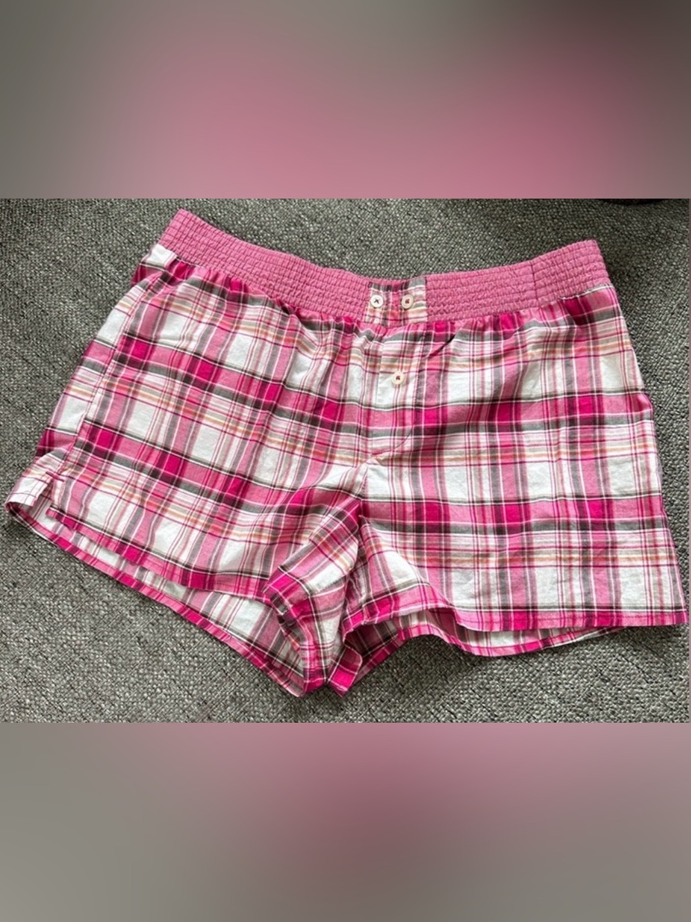 GapBody Y2K Pink Plaid Smocked Pajama Lounge Shorts Cotton Size XS